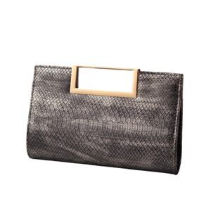 1184 Fashion Faux Leather Evening Clutch Handbag Snake Print Chain Clutch